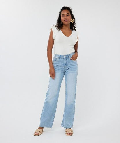 Stretch Knit Ruffled Sleeve Top. Style ESQHS2507211