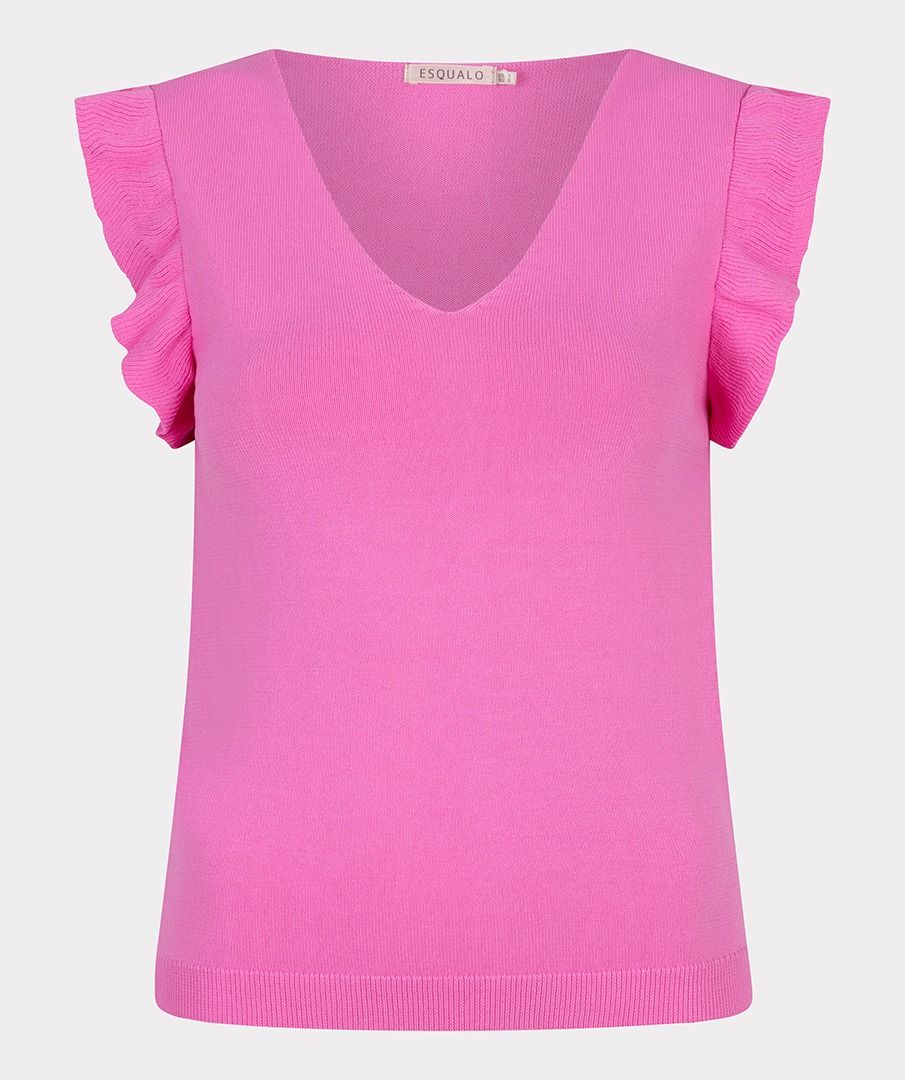 Stretch Knit Ruffled Sleeve Top. Style ESQHS2507211