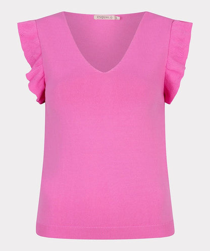 Stretch Knit Ruffled Sleeve Top. Style ESQHS2507211