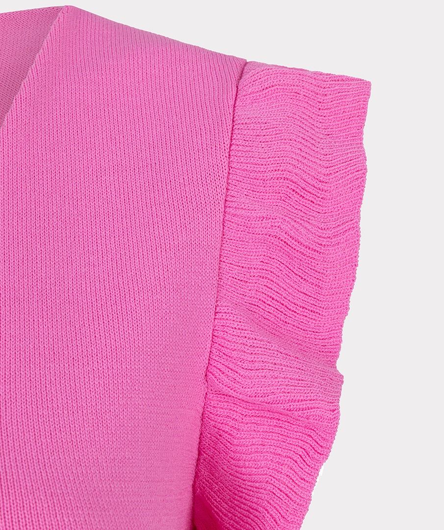 Stretch Knit Ruffled Sleeve Top. Style ESQHS2507211