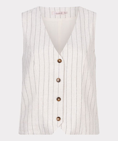 Striped Linen Button Front Vest. Style ESQHS2528214