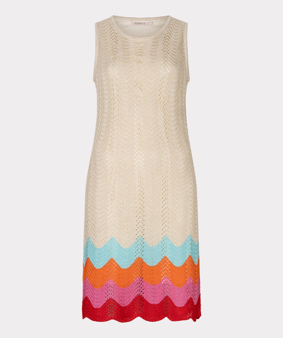 Crochet Multi Colour Wave Design Scalloped Hem Dress. Style ESQ2602208