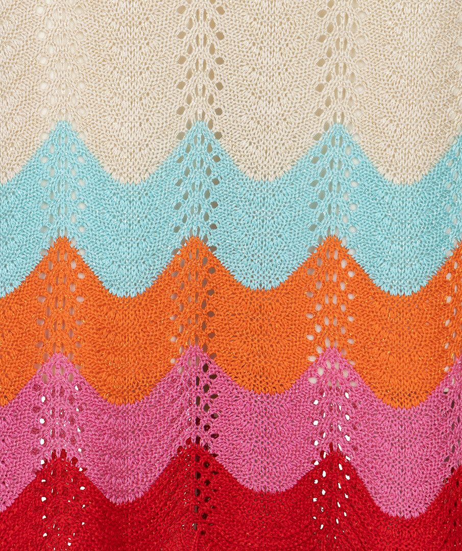 Crochet Multi Colour Wave Design Scalloped Hem Dress. Style ESQ2602208