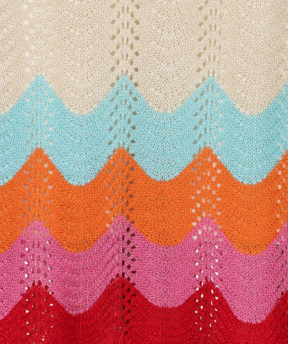 Crochet Multi Colour Wave Design Scalloped Hem Dress. Style ESQ2602208