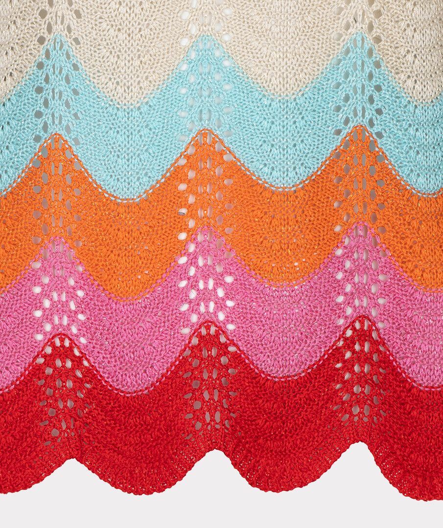 Crochet Multi Colour Wave Design Scalloped Hem Tank. Style ESQ2602210