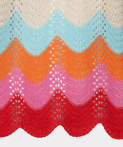 Crochet Multi Colour Wave Design Scalloped Hem Tank. Style ESQ2602210