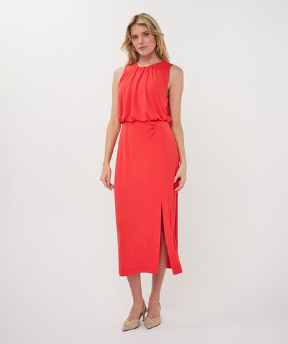 Bodycon Gathering Detail Slitted Midi Dress. Style ESQ2610226