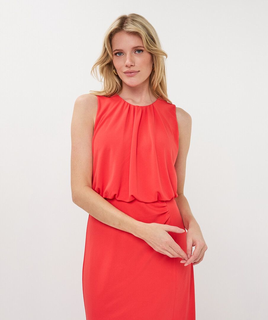 Bodycon Gathering Detail Slitted Midi Dress. Style ESQ2610226