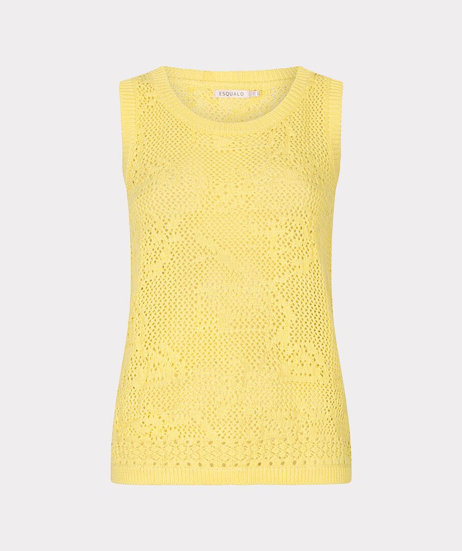 Sleeveless Crochet Knit Yellow Top. Style ESQ2618206