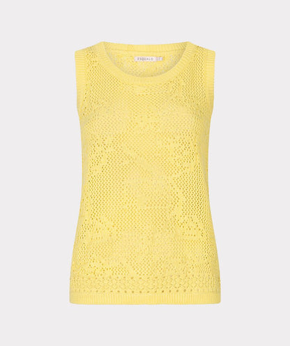 Sleeveless Crochet Knit Yellow Top. Style ESQ2618206