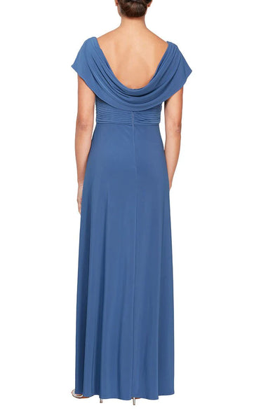 A-Line Matte Jersey Pleated Bodice Dress. Style ALE81351491