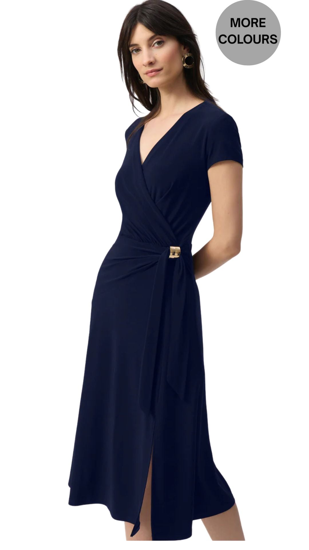 Silky Knit Flowy Wrap Dress. Style JR251250