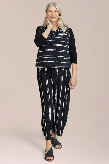Stripe Print Lantern Leg Cropped Pant. Style SI27237P