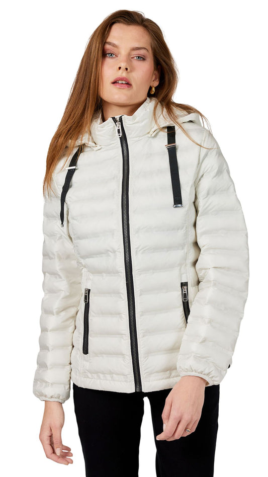 Puffer Jacket with Contrast Black Details. Style FR212