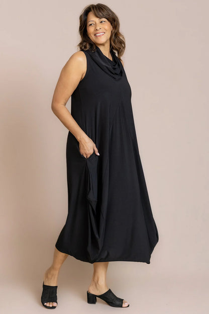 Nu Sleeveless Cowl Neck Dream Dress. Style SI28224-BLK