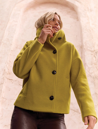 Lofty Knit Funnel Neck Button Front Jacket. Style TR6343O-5847