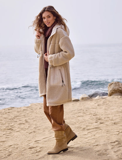 Sherpa Hooded & Elastic Waist Jacket. Style TR2271O-8279