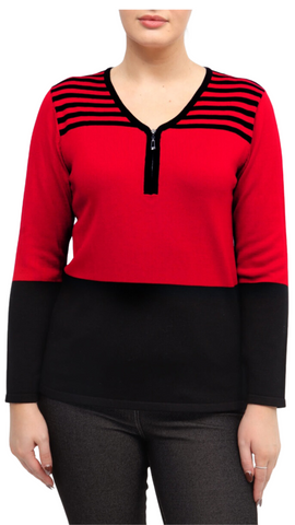 Zip Neck Colour Block Sweater. Style MI22326