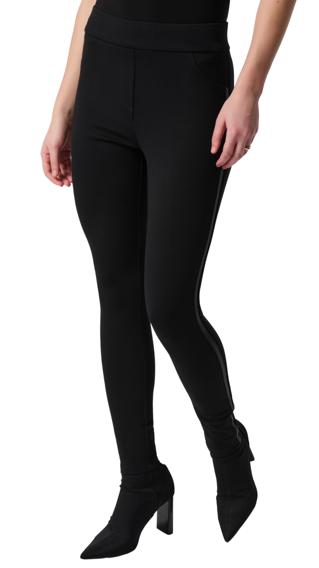 Knit Leggings with Vegan Leather Stripe. Stye JR234236