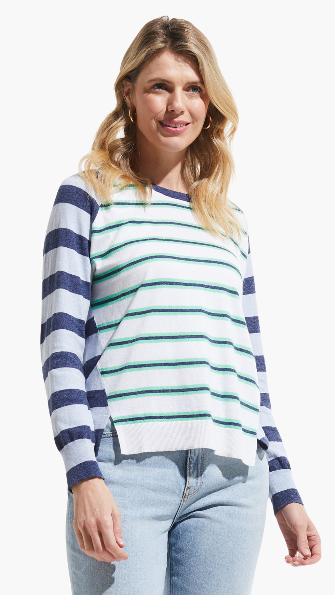 Raglan Sleeve Striped Sweater. Style ZKP7415U