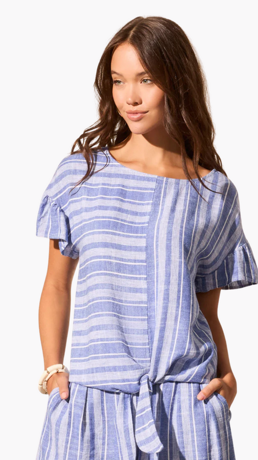 Tie Front Frill Sleeve Top. Style TR7710O-4400