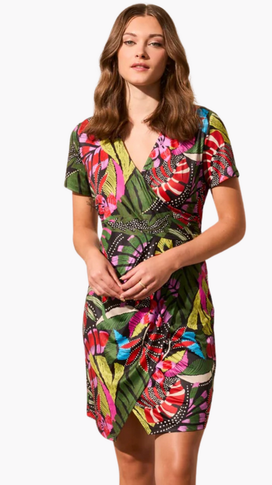 Faux Wrap Printed Dress. Style TR2017O-3939