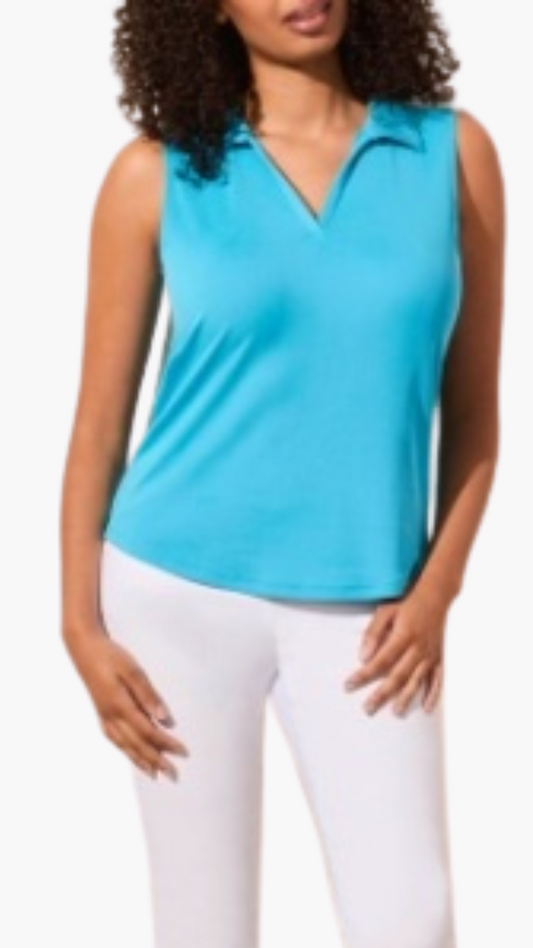 Collared V-Neck Sleeveless Top. Style TR2030O-8101