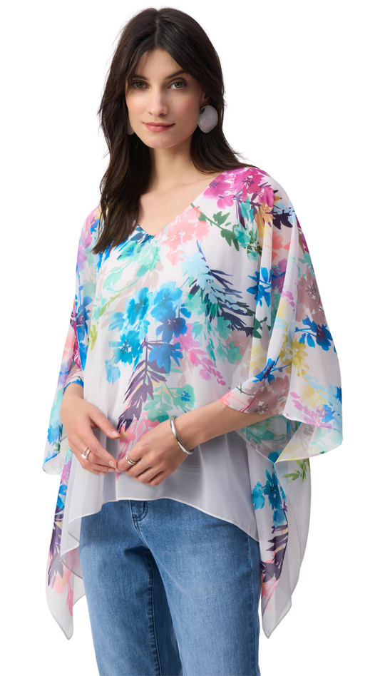 Chiffon Floral Print Poncho. Style JR251238