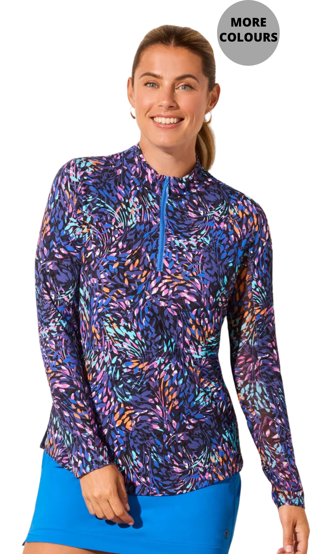 Performance UPF 50+ 1/4 Zip Printed Top. Style TR1410O-3024