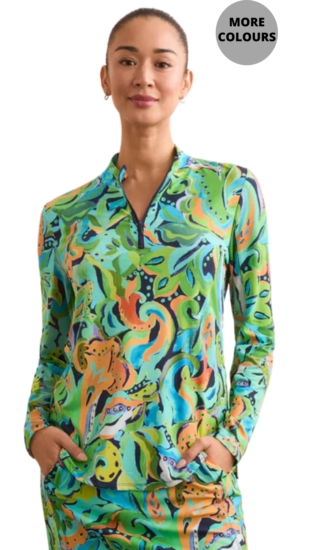 Performance UPF 50+ 1/4 Zip Printed Top. Style TR1410O-3024