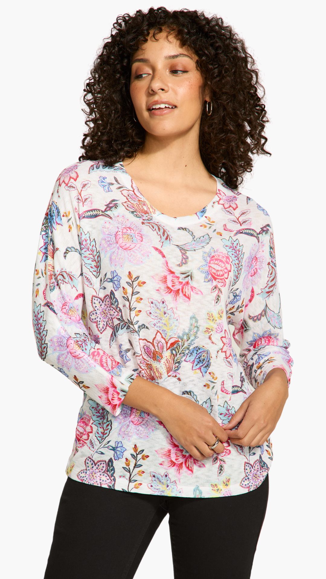 Relaxed Fit Printed Dolman Top. Style FD3093955