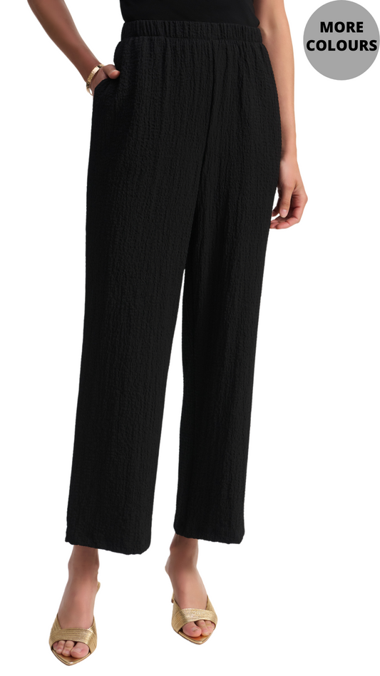 Seersucker Wide Leg Pull On Pant. Style JR251227