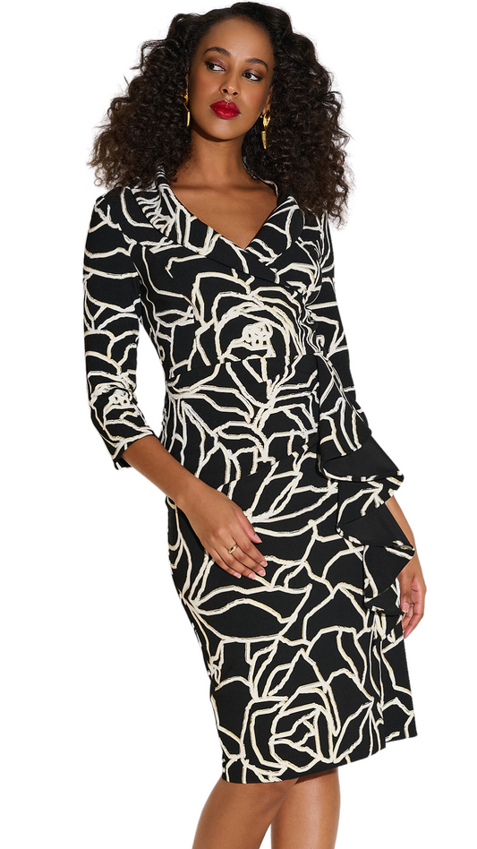 Signature Lux Twill Foiled Floral Sheath Dress. Style JR251786