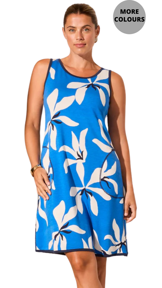 Reversible Printed/Solid A-Line Dress. Style TR6895O-4302