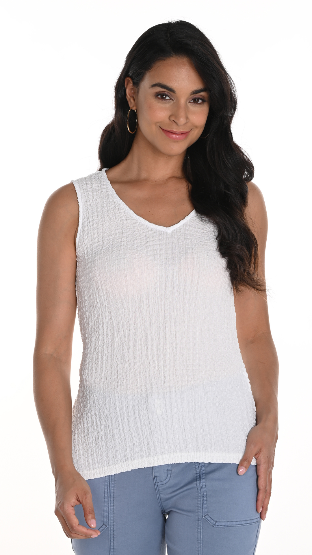 Seersucker Sleeveless Top. Style FL256266