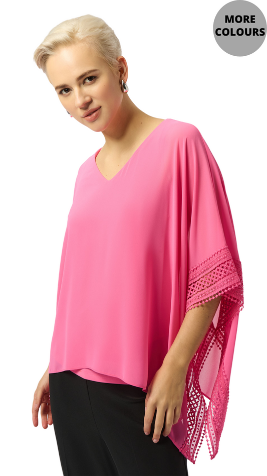 Chiffon & Silky Knit Poncho Top. Style JR251095