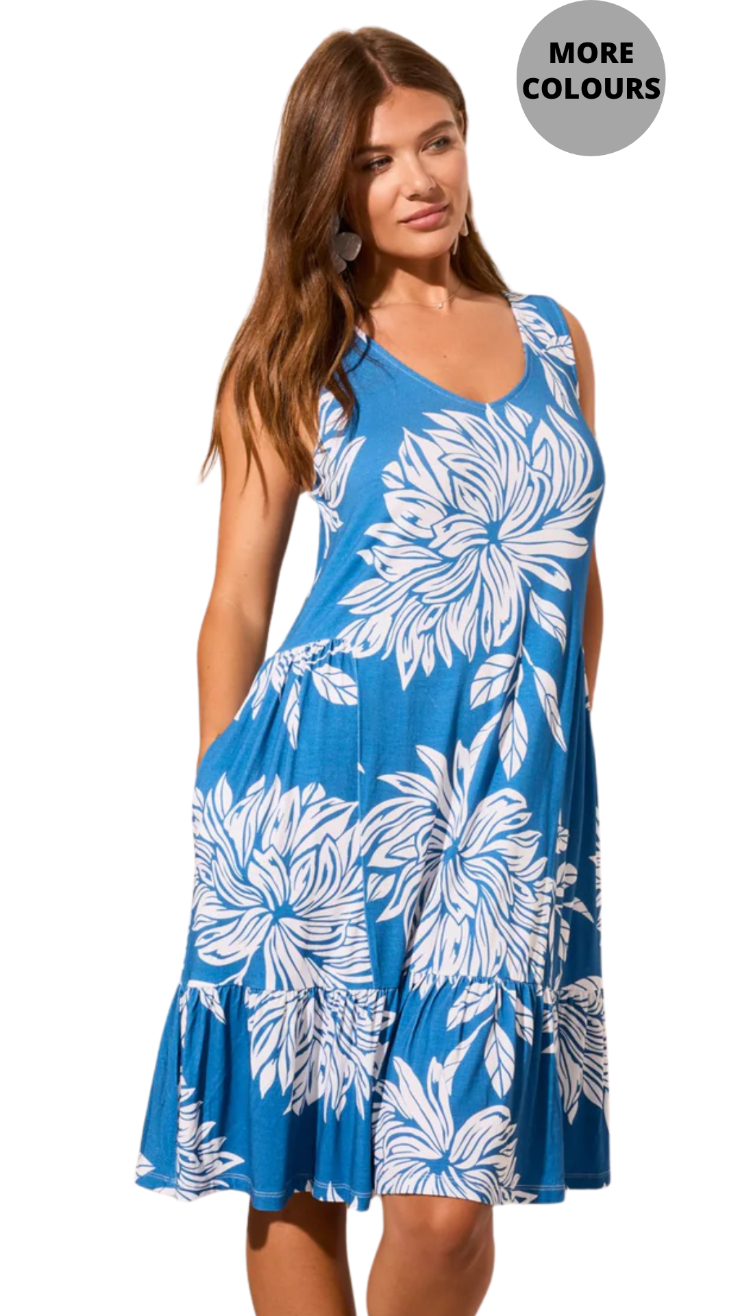 Sleeveless Pirinted Ruffled Hem Dress. Style TR1340O-3457