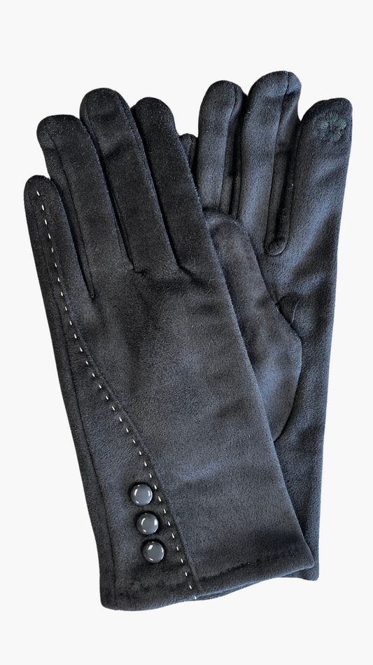 Three Button Grey Stretch Gloves. Style ELWMILA19-GRY