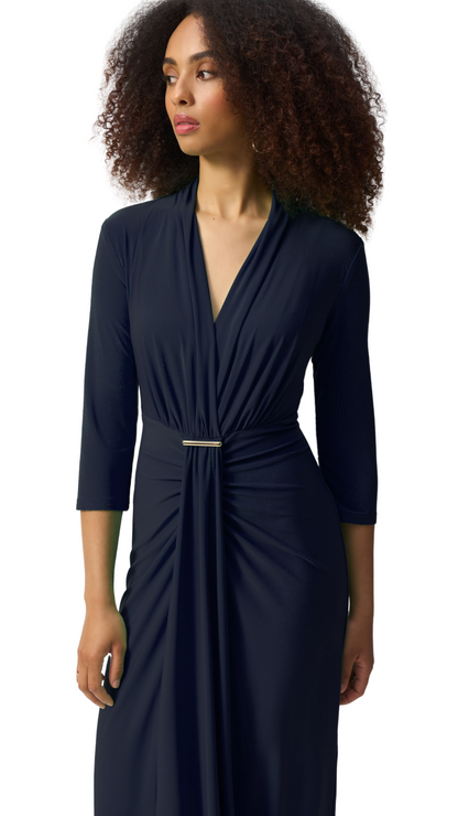 Silky Knit Draped Wrap Dress. Style JR251275