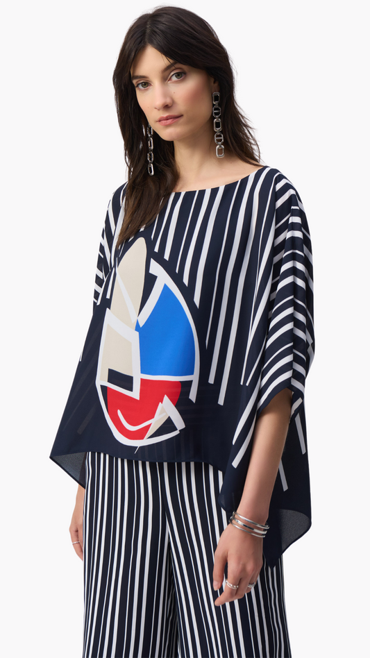 Georgette Abstract Print Poncho Top. Style JR251180