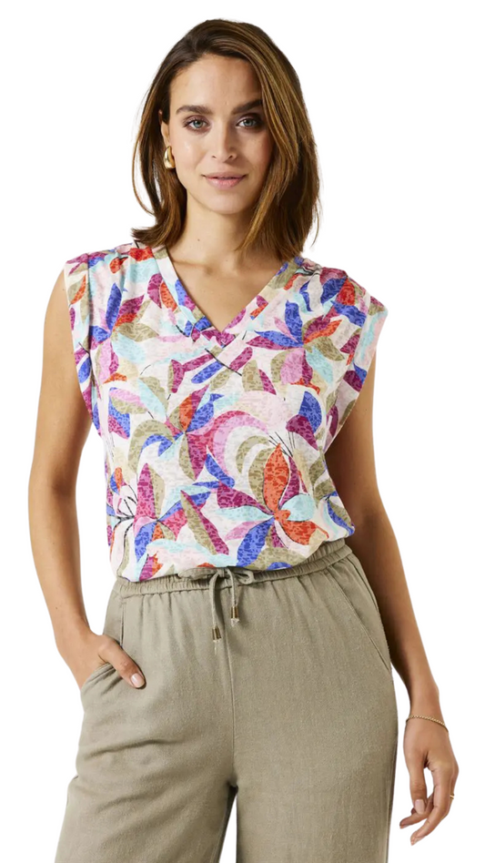 V-Neck Printed Burnout T-Shirt. Style GARD50013