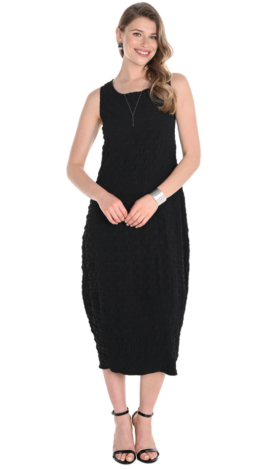 Textured Woven Fitted Midi Dress. Style FL256836U
