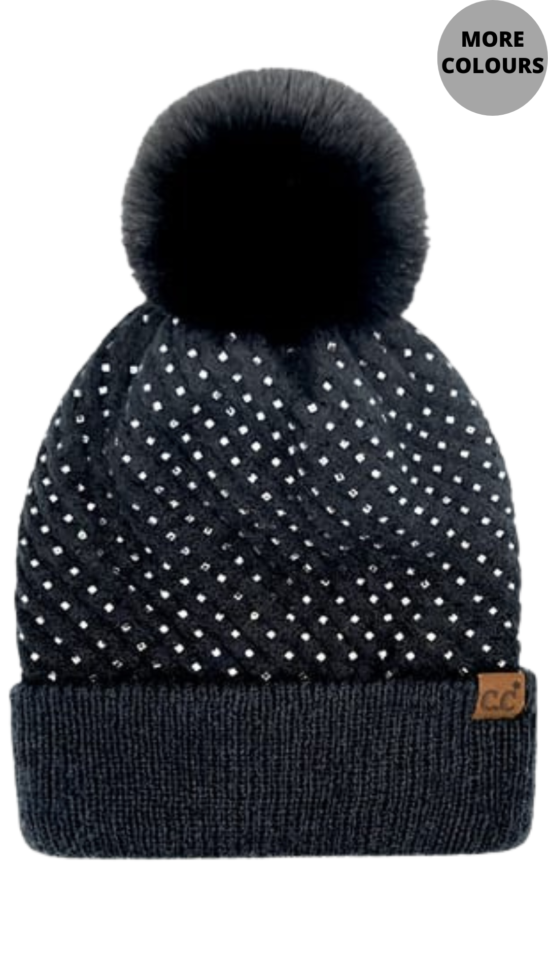 Waffle Pattern Sequin Embellished Pom Toque. Style MODHET-0101