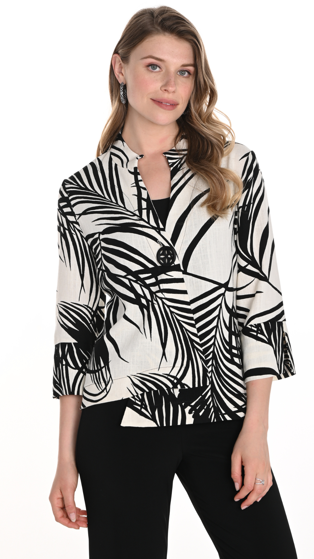 Statement Button Palm Print Jacket. Style FL256203