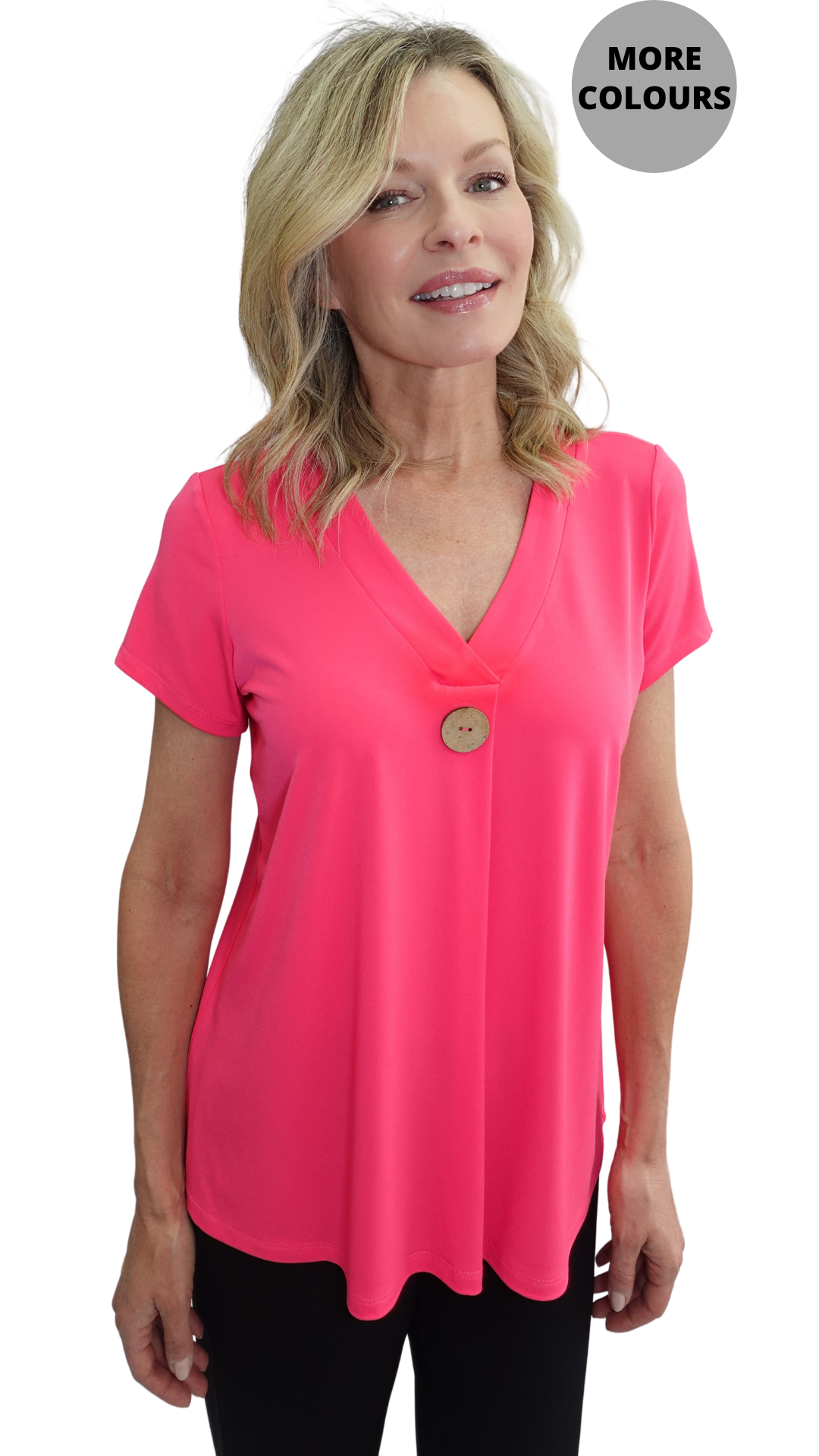 Statement Button V-Neck Top. Style SW202227