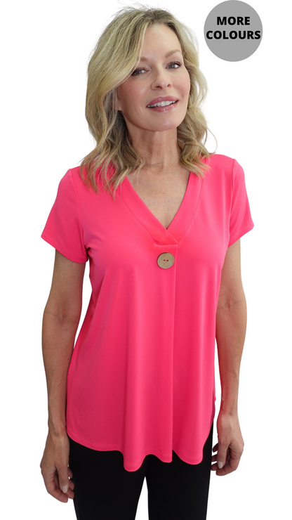 Statement Button V-Neck Top. Style SW202227