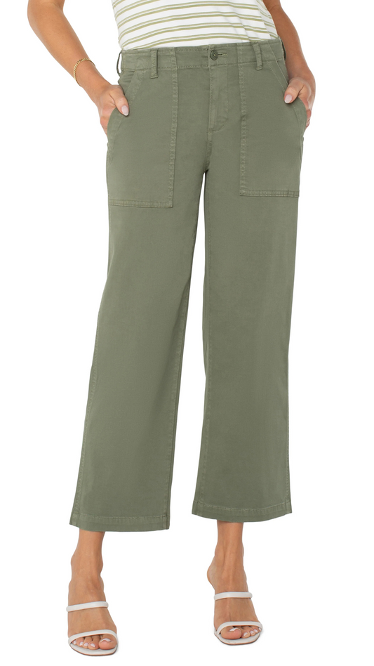 Stretch Twill Cargo Wide Leg Crop. Style LVLM5674L12