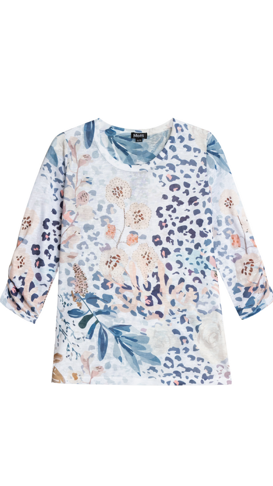 Floral & Abstract Print Rhinestone Detail Top. Style MIMX4640