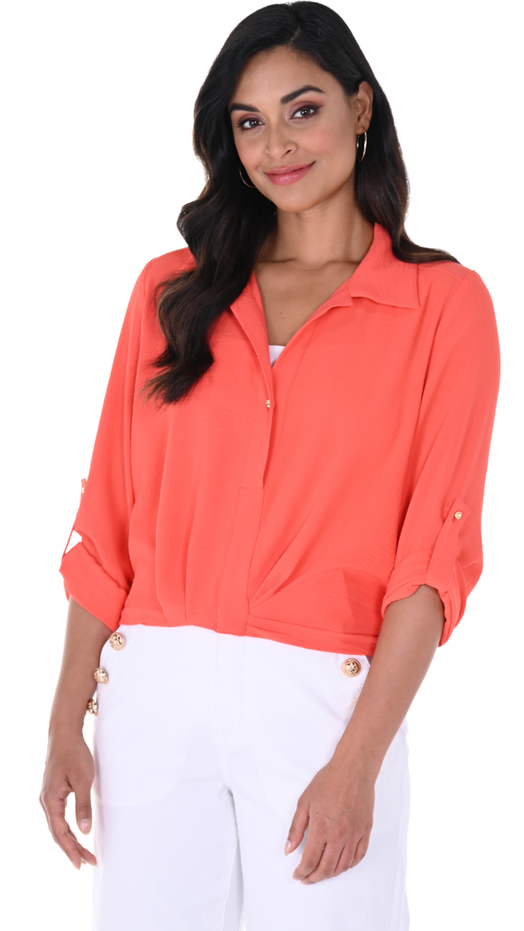 Pull Over Collared Y-Neck Top. Style FL246412