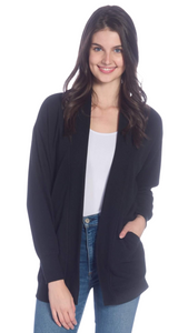 Open Front Long Cardigan in Black or Grey. Style COTFH-930